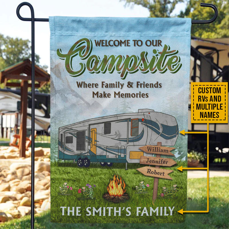 Camping Welcome To Our Campsite Custom Flag - Image 2