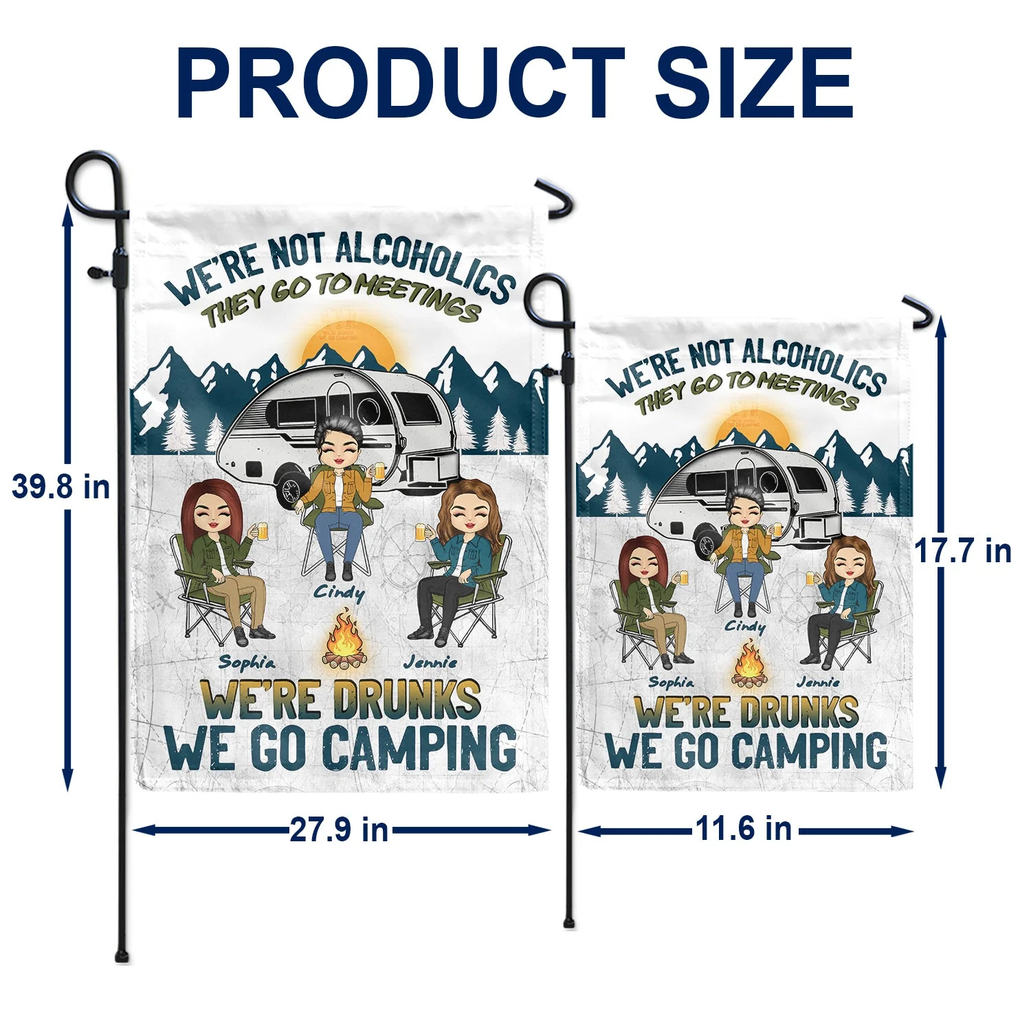 Camping We're Drunks - Gift For Bestie - Personalized Custom Flag - Image 5
