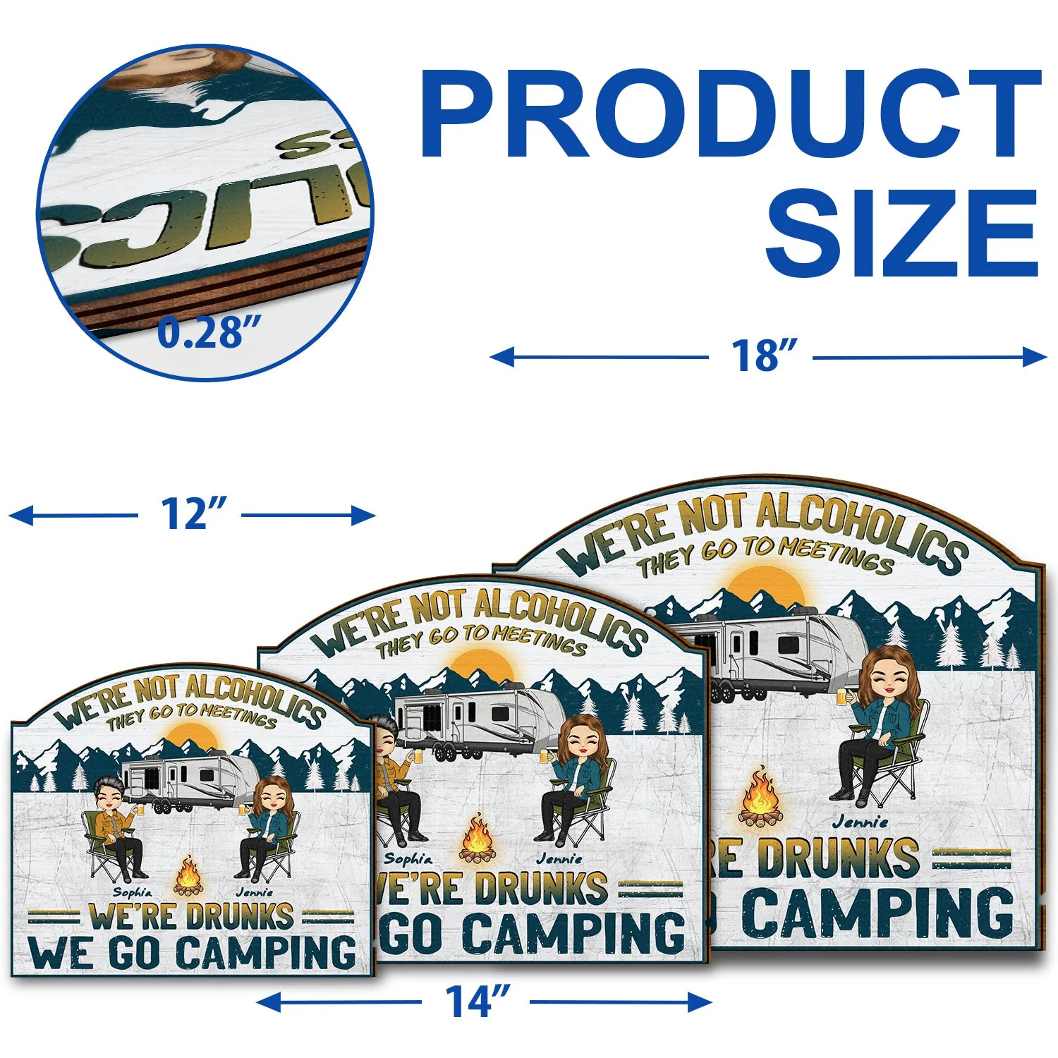 Camping We're Drunks - Gift For Bestie - Personalized Custom Shaped Wood Sign - Image 5