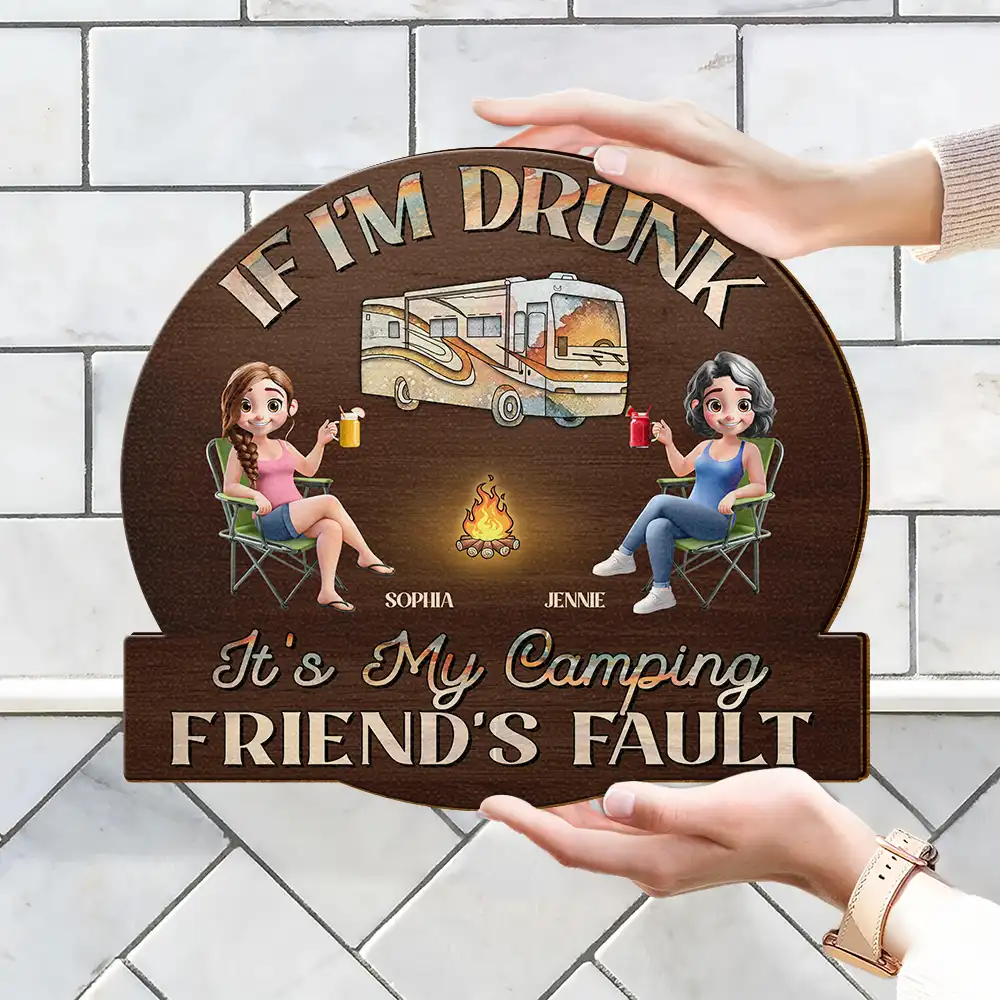Camping We're Drunks - Personalized Custom Shaped Wood Sign - Image 4