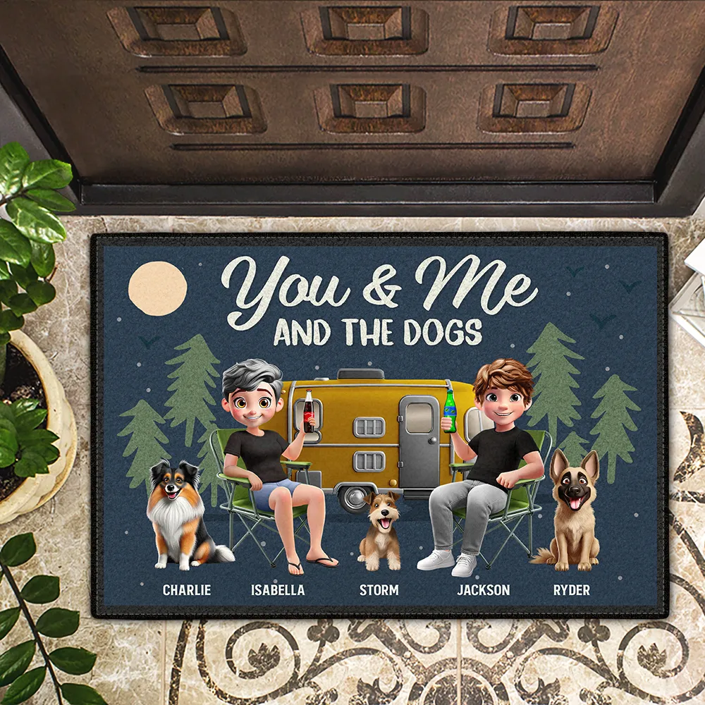 Camping You & Me And The Dogs 3D Effect - Personalized Doormat - Image 2