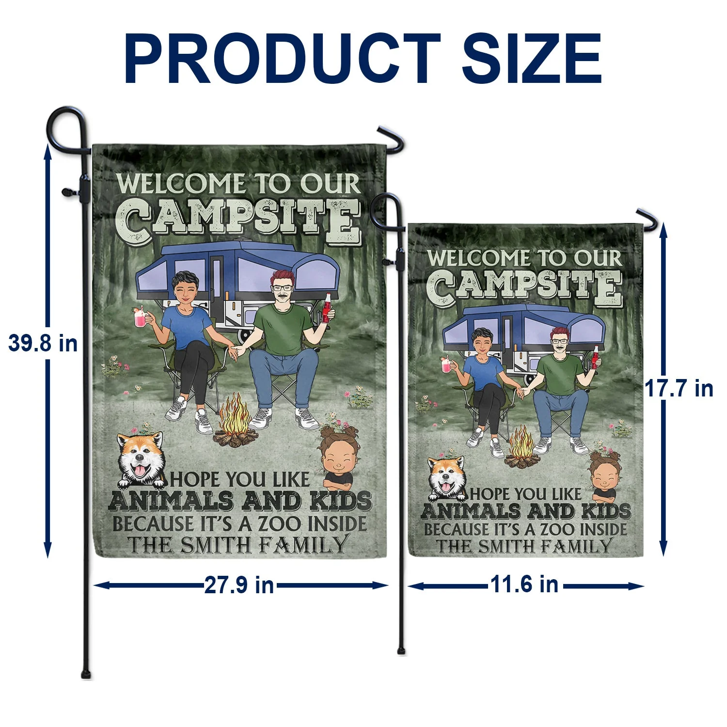 Campsite Hope You Like Animals And Kids - Gift For Camping Lovers, Couple, Parents, Pet Lovers - Personalized Custom Flag - Image 5