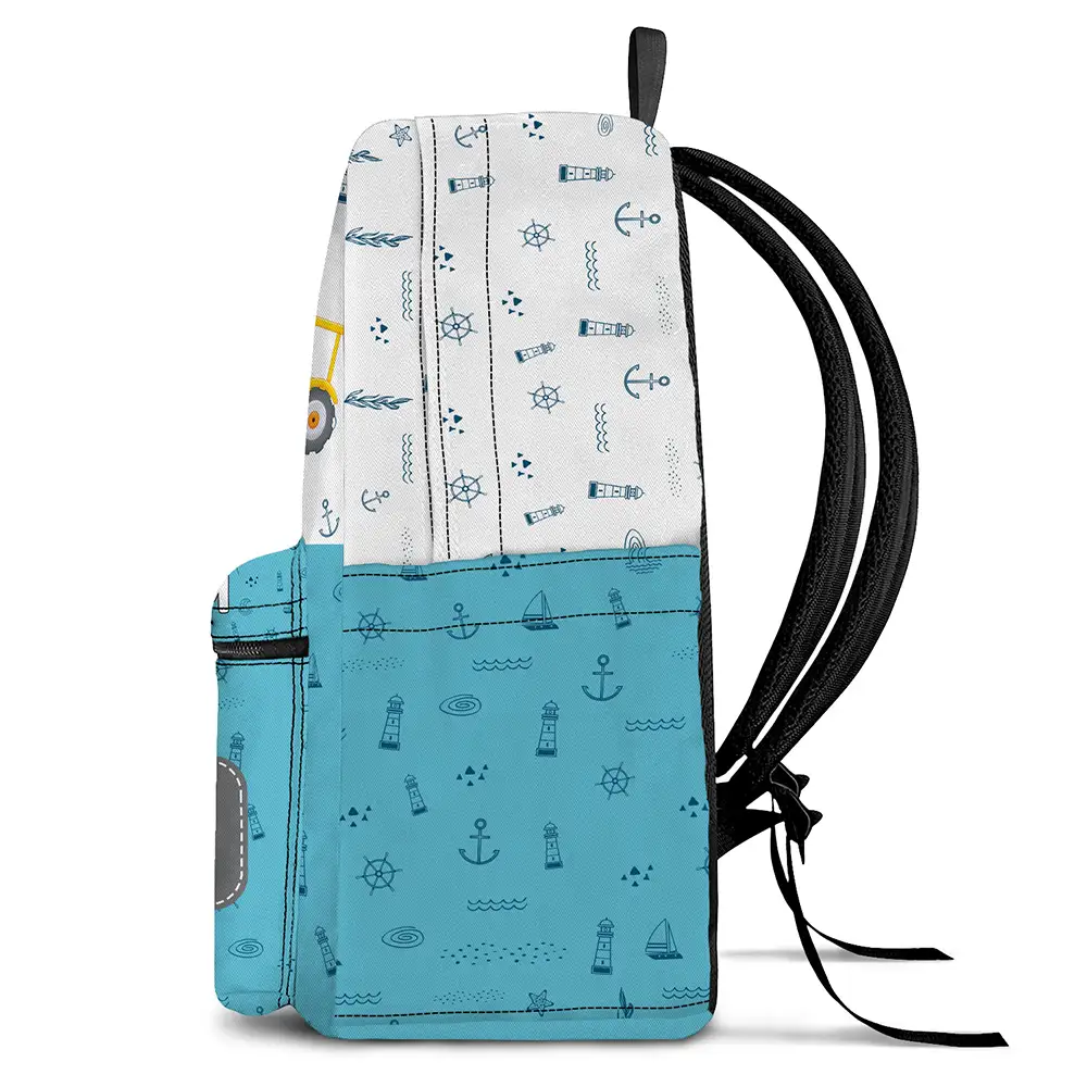 Car Mermaid Unicorn Dinosaur Astronaut Kids - Personalized Canvas Backpack - Image 3