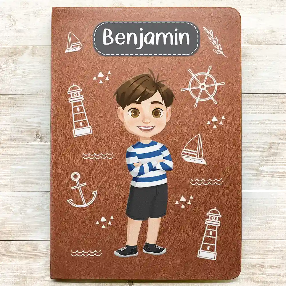 Car Mermaid Unicorn Dinosaur Astronaut Kids - Personalized Leather Journal - Image 3