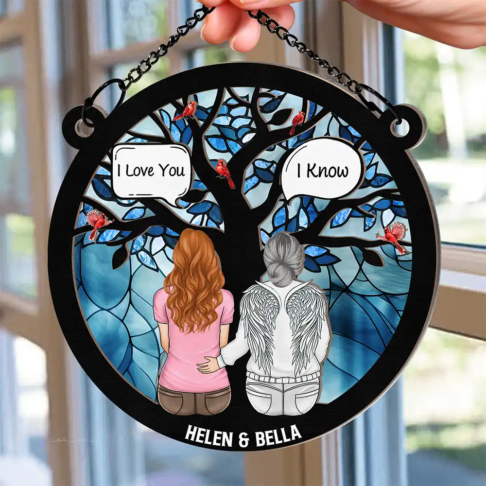 Cardinal I Miss You - Personalized Window Hanging Suncatcher Ornament - Image 2