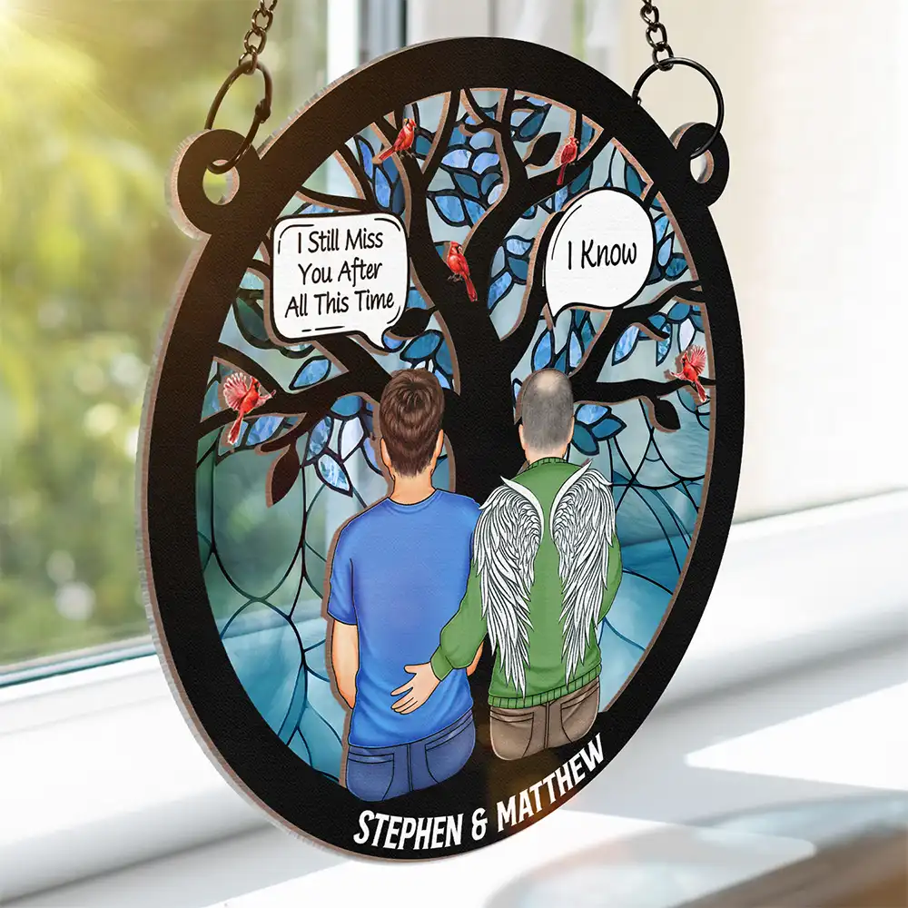 Cardinal I Miss You - Personalized Window Hanging Suncatcher Ornament - Image 3