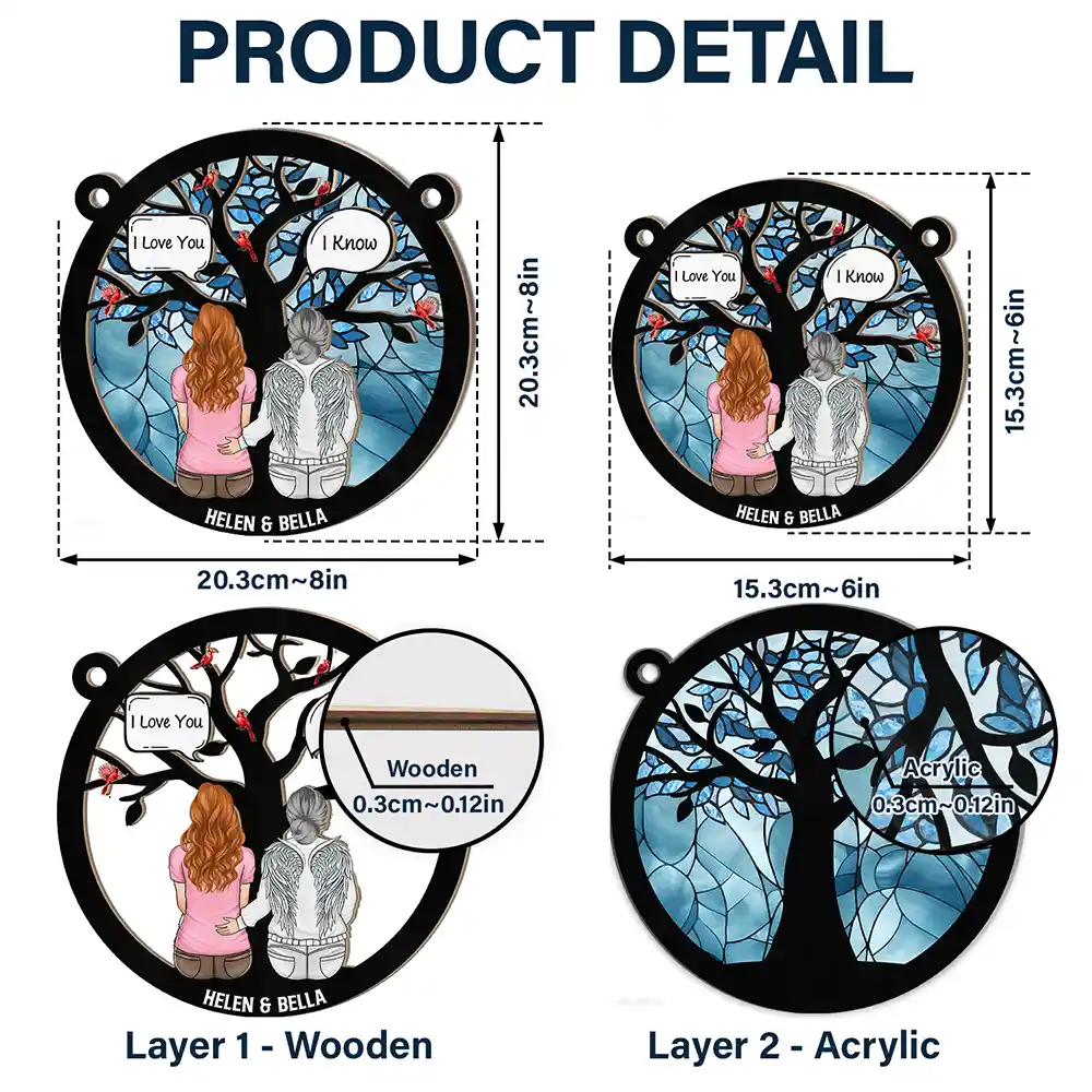 Cardinal I Miss You - Personalized Window Hanging Suncatcher Ornament - Image 5