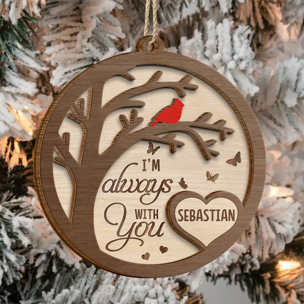 Cardinal Memorial We're Always With You - Personalized 2-Layered Wooden Ornament - Image 3