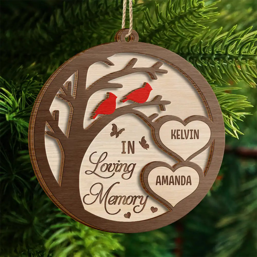 Cardinal Memorial We're Always With You - Personalized 2-Layered Wooden Ornament - Image 4
