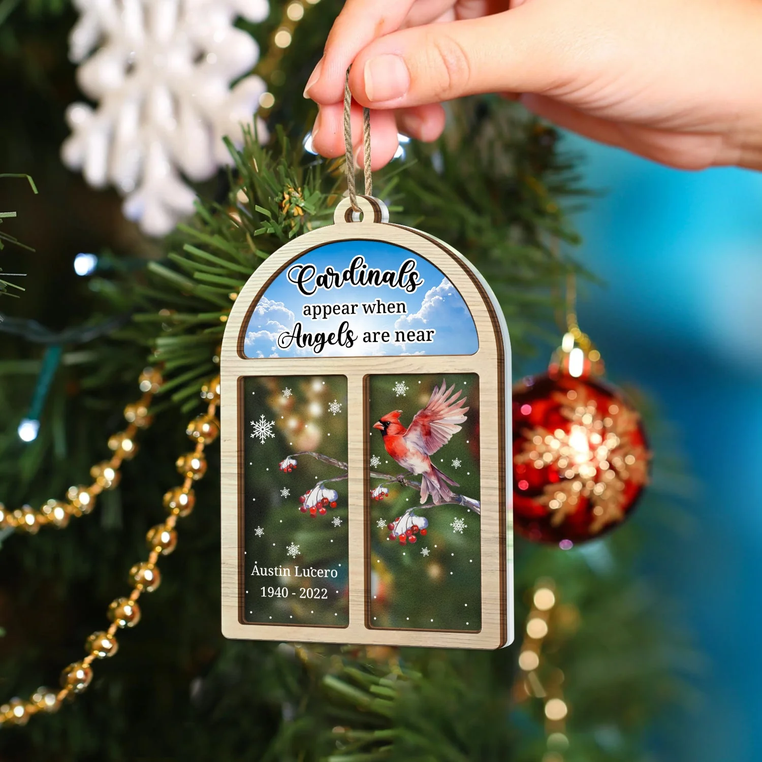 Cardinals Appear When Angels Are Near - Christmas, Memorial Gift - Personalized 2-Layered Mix Ornament - Image 4