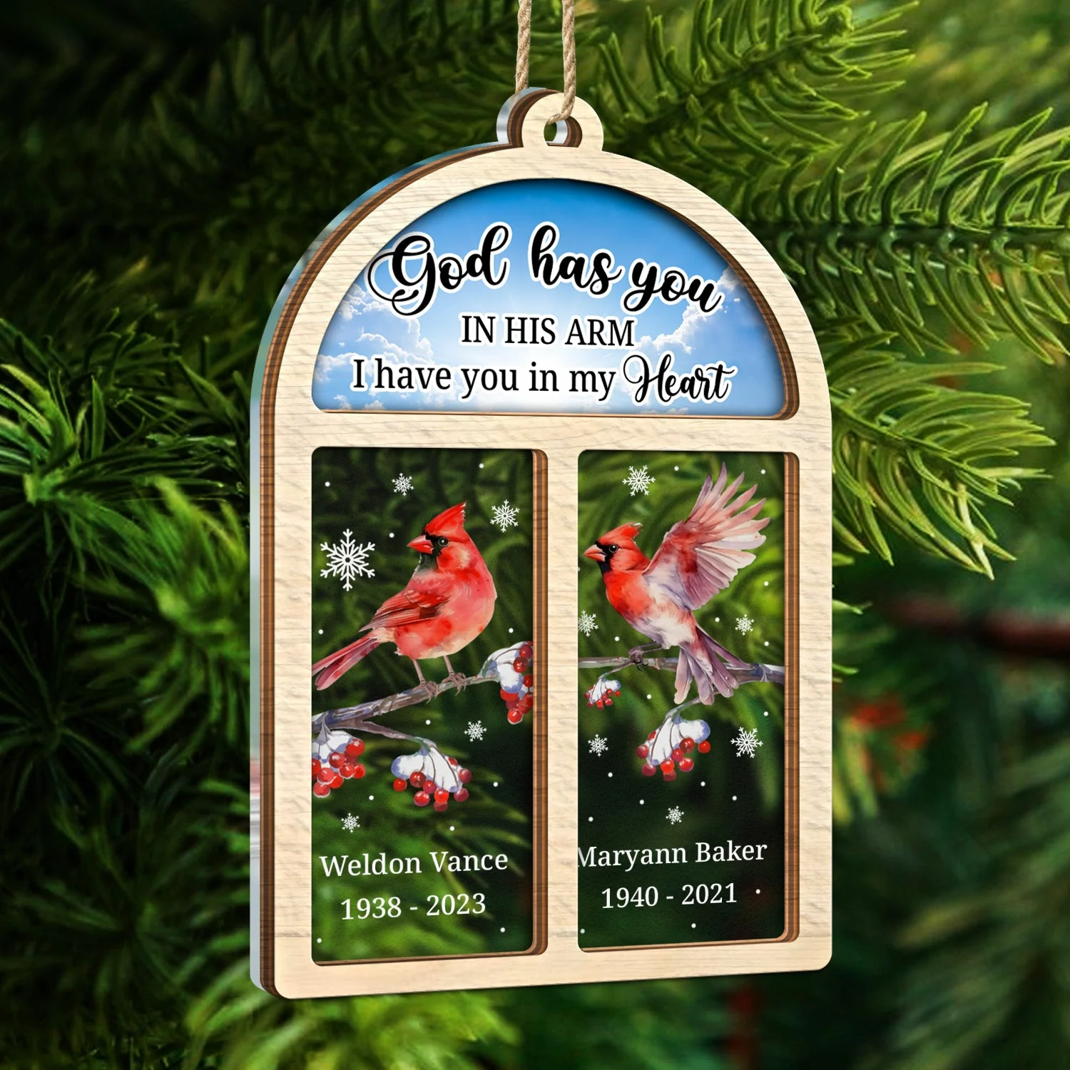 Cardinals Appear When Angels Are Near - Christmas, Memorial Gift - Personalized 2-Layered Mix Ornament - Image 5