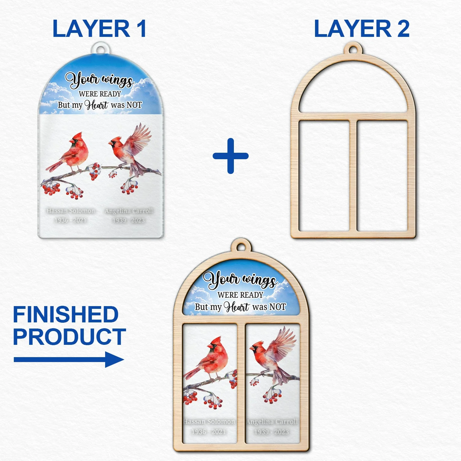 Cardinals Appear When Angels Are Near - Christmas, Memorial Gift - Personalized 2-Layered Mix Ornament - Image 6