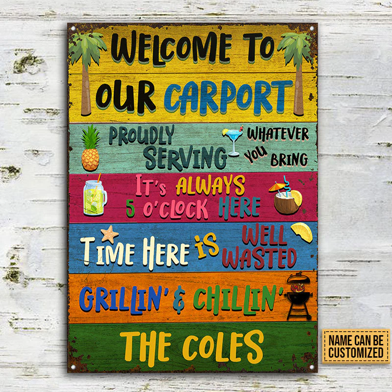 Carport Welcome Grilling Chilling Custom Classic Metal Signs - Image 2