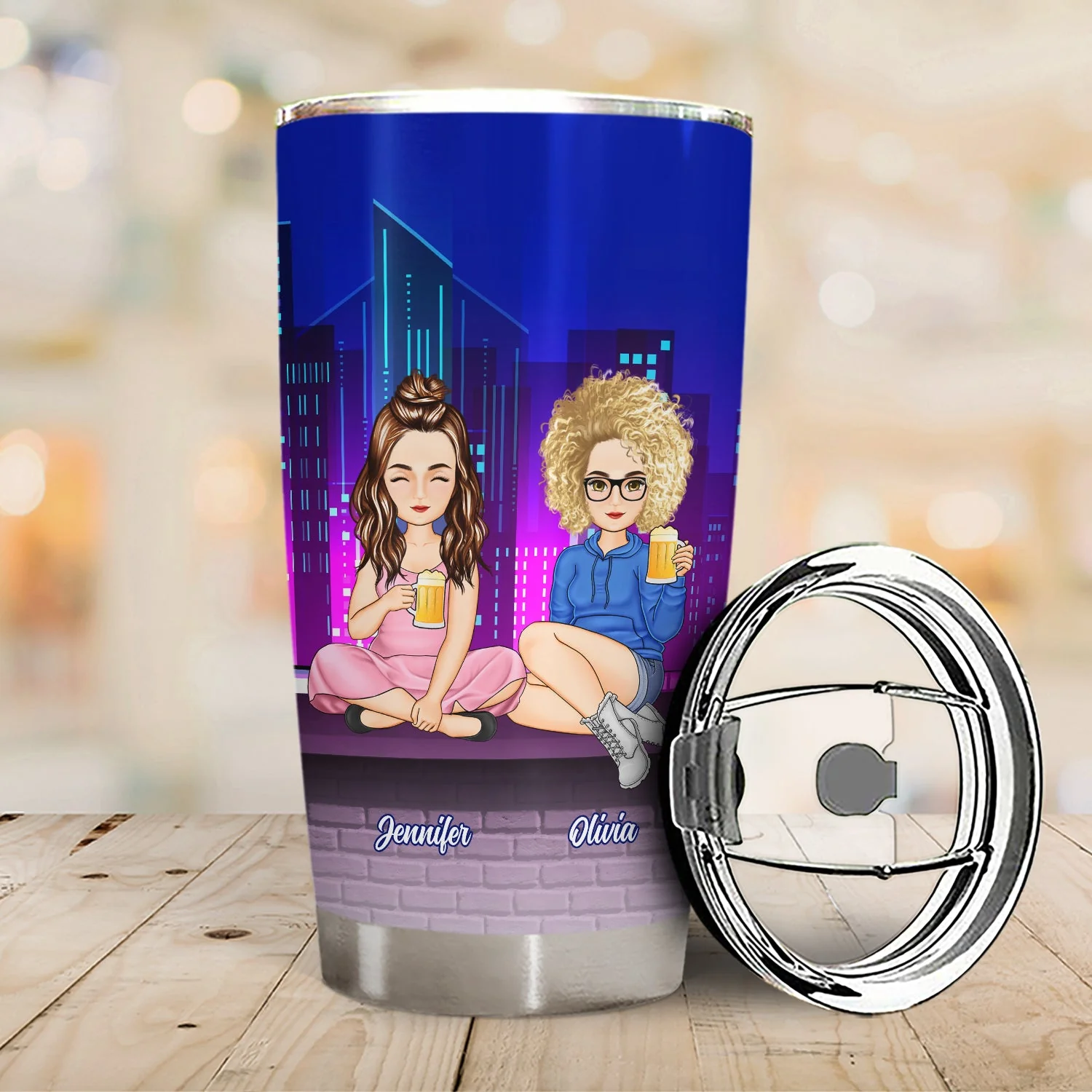 Cartoon Building Congrats On Being My Bestie - Gift For Bestie - Personalized Tumbler - Image 2