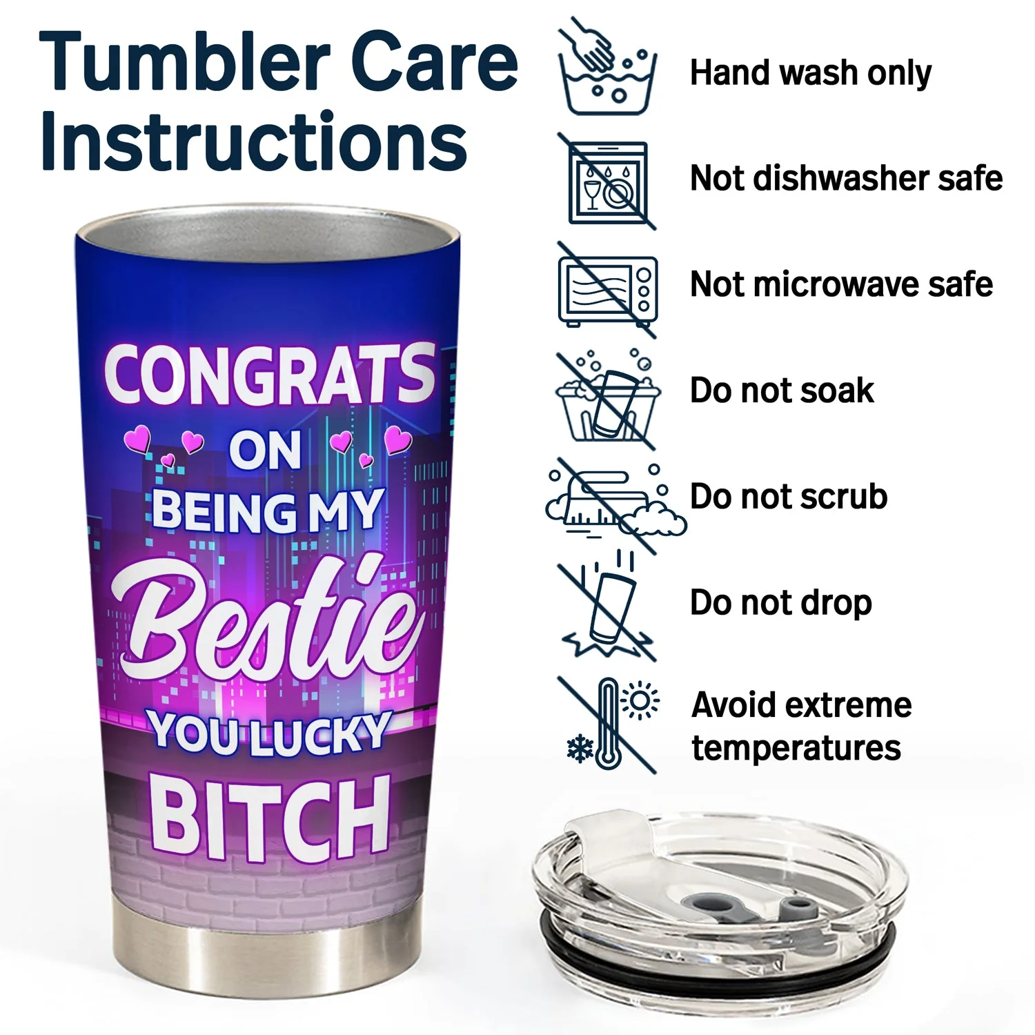 Cartoon Building Congrats On Being My Bestie - Gift For Bestie - Personalized Tumbler - Image 5