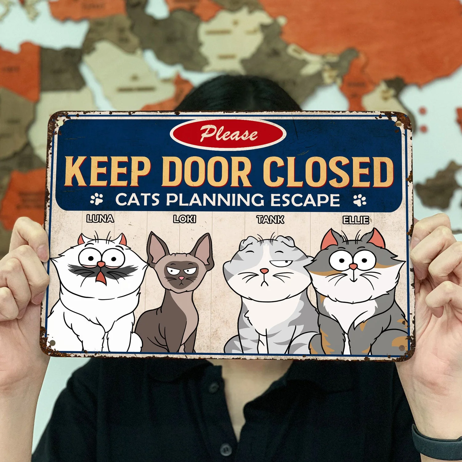 Cartoon Cats Planning Escape - Gift For Cat Lovers - Personalized Classic Metal Signs - Image 3