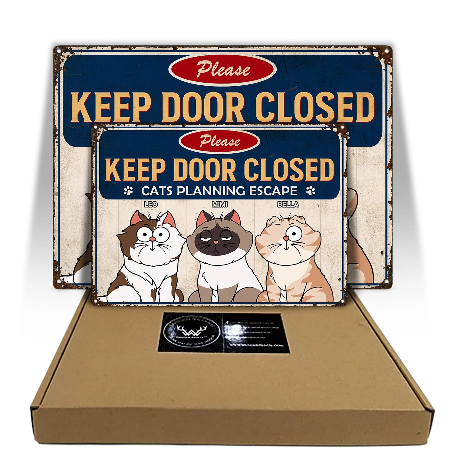 Cartoon Cats Planning Escape - Gift For Cat Lovers - Personalized Classic Metal Signs - Image 5