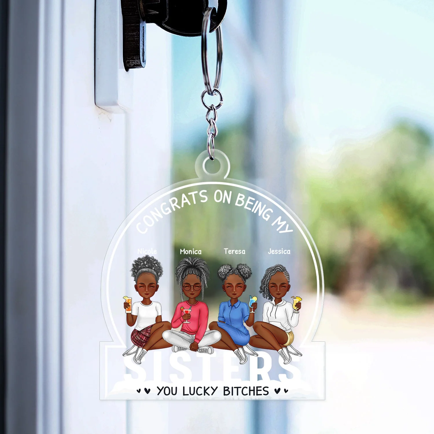 Cartoon Congrats On Being My Bestie - Gift For Bestie - Personalized Acrylic Keychain - Image 3