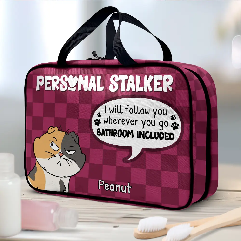 Cartoon Dog Cat Personal Stalkers - Personalized Toiletry Bag - Image 2