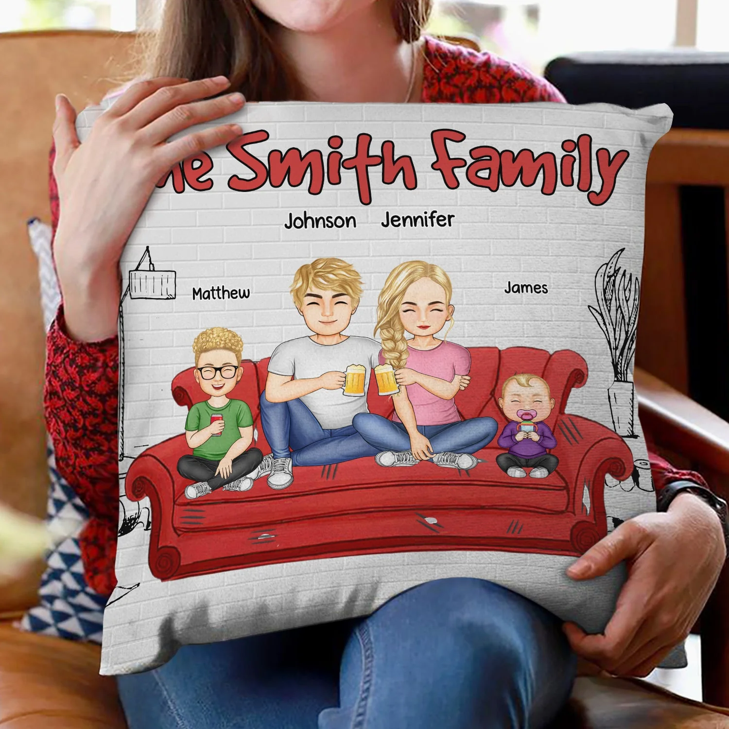 Cartoon Family - Gift For Family - Personalized Pillow - Image 2