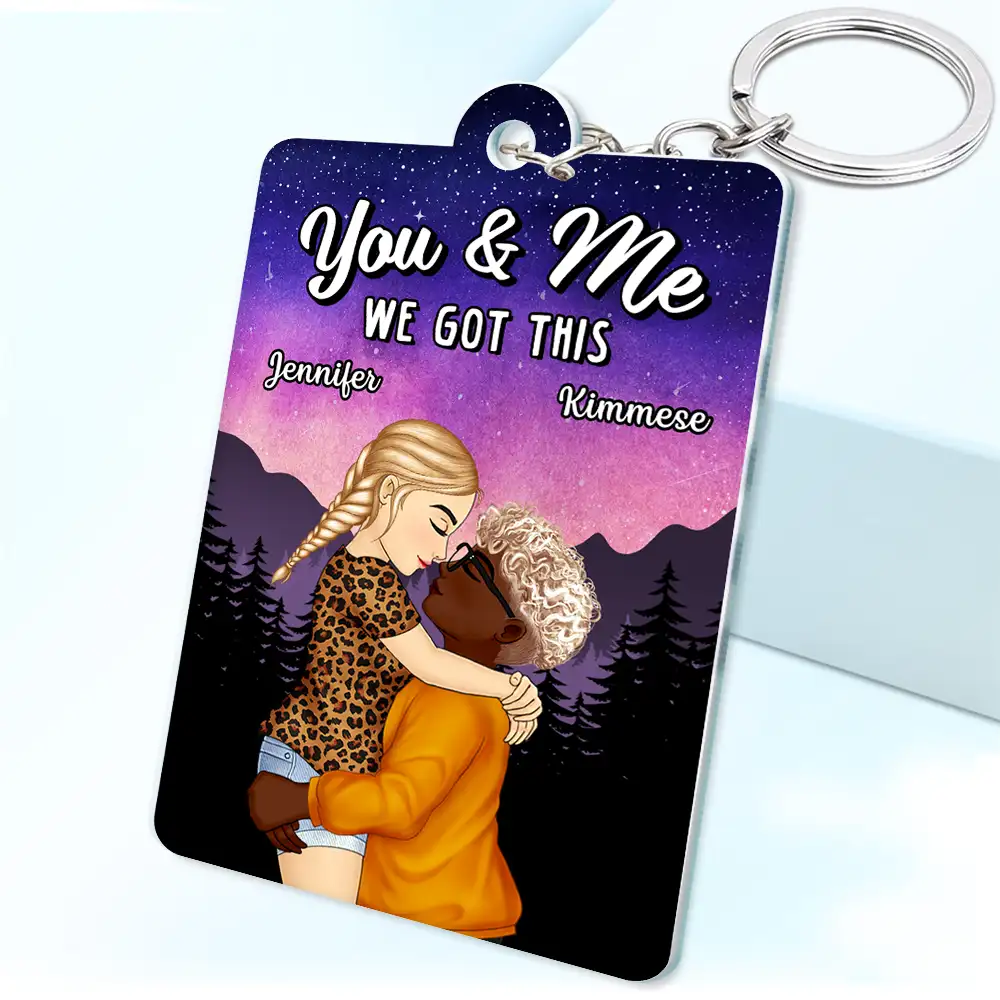 Cartoon Kissing When It All Began Calendar - Personalized Acrylic Keychain - Image 2