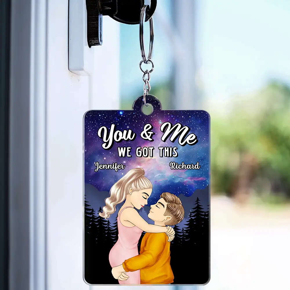 Cartoon Kissing When It All Began Calendar - Personalized Acrylic Keychain - Image 3