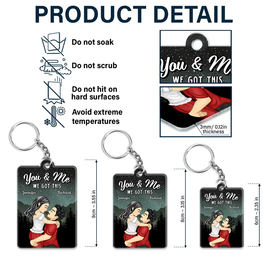 Cartoon Kissing When It All Began Calendar - Personalized Acrylic Keychain - Image 5