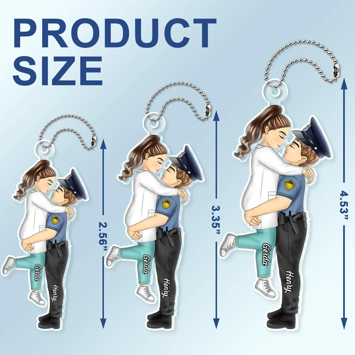 Cartoon Side View Couple Kissing Job - Loving, Anniversary Gift For Spouse, Husband, Wife - Personalized Acrylic Car Hanger - Image 4