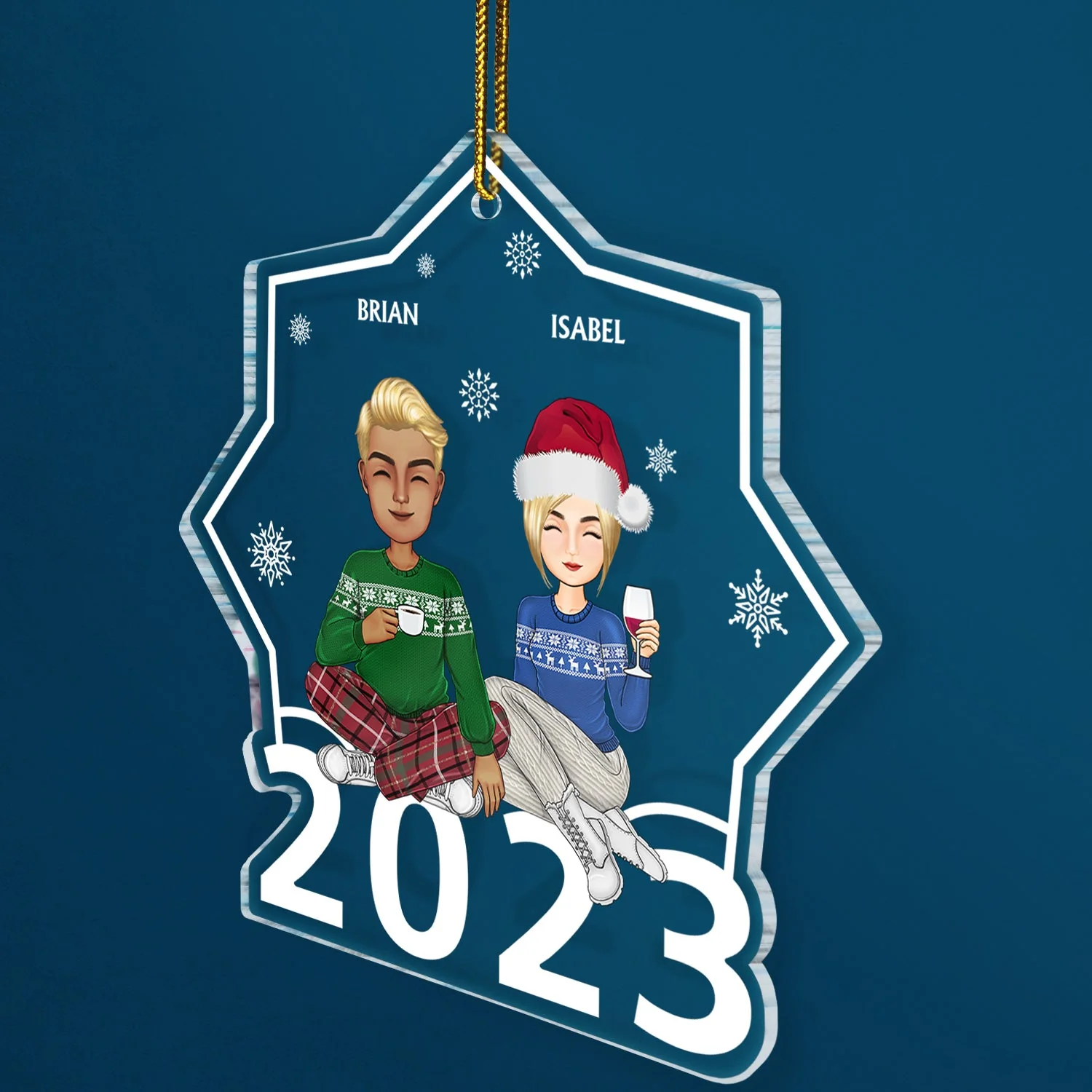 Cartoon Style 2023 - Christmas, Lovely Gift For Bestie, Family, Couple, Dad, Mom, Grandpa, Grandma - Personalized Custom Shaped Acrylic Ornament - Image 2