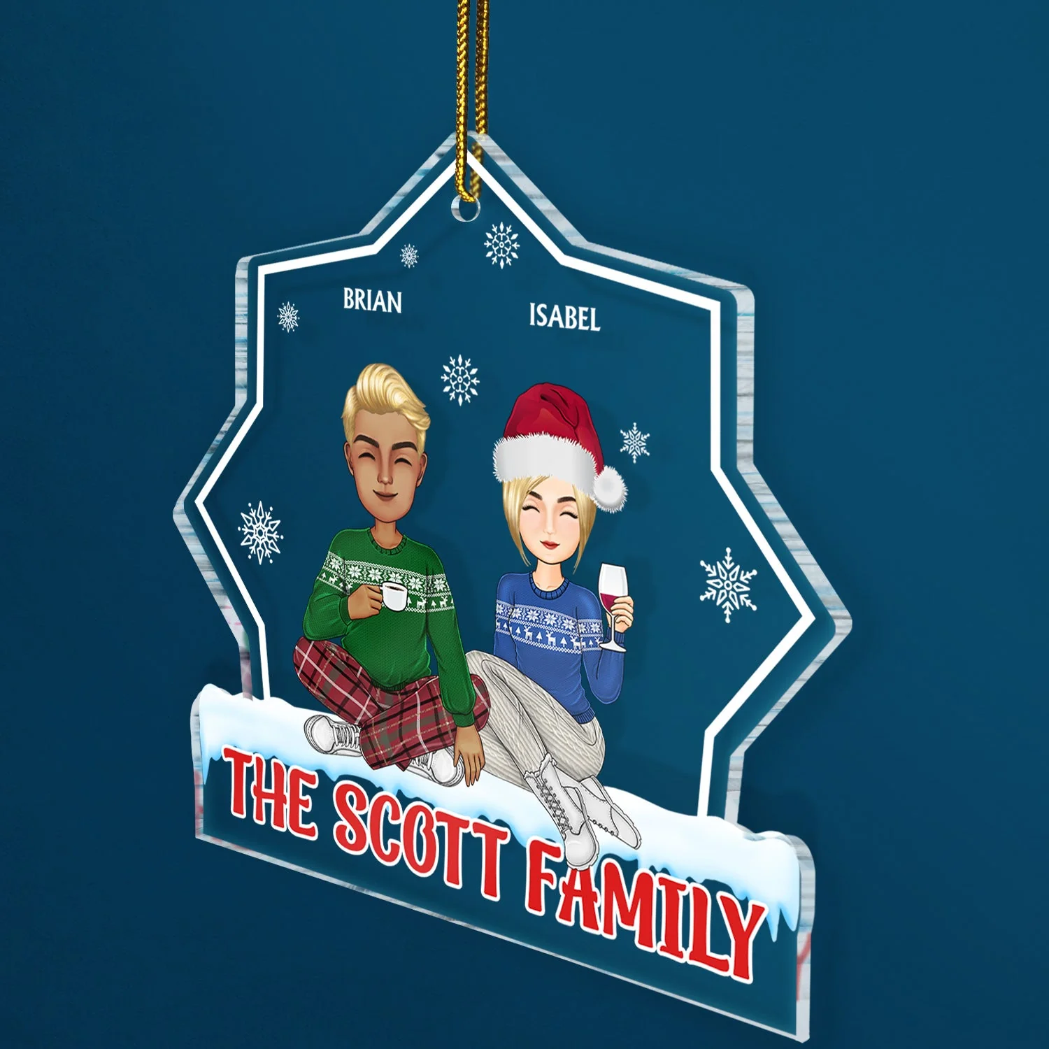 Cartoon Style - Christmas Gift For Family, Friends - Personalized Custom Shaped Acrylic Ornament - Image 2