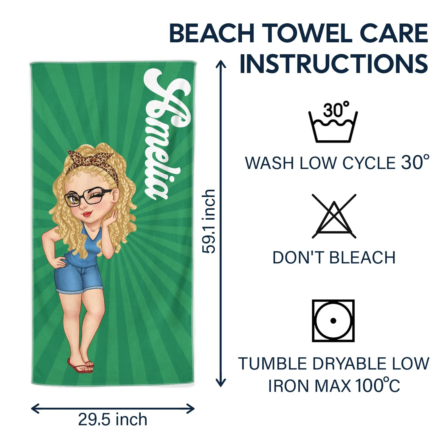 Cartoon Woman Traveling Beach Poolside Swimming Picnic - Birthday, Vacation Gift For Her, Besties, Family - Personalized Beach Towel - Image 6