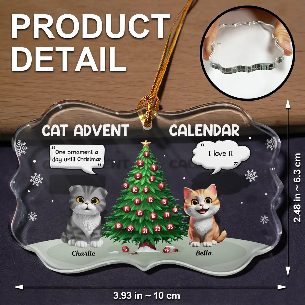 Cat Advent Calendar - Personalized Medallion Glass Ornament - Image 5