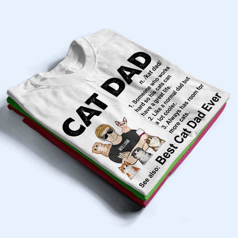 Cat Dad Always Has Room For More Cats - Father Gift - Personalized Custom T Shirt - Image 2