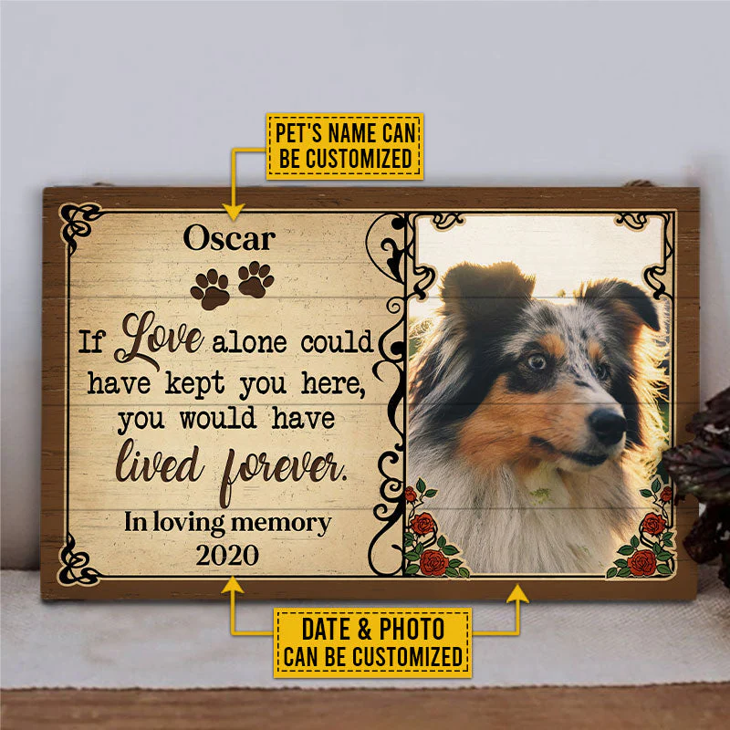 Custom Photo Cat Dog If Love Alone Photo Gift Pet Memorial Gift Custom Wood Rectangle Sign, Pet Loss Gifts, Sympathy, Pet Memorial Gift, Cat Loss, Dog Loss, Pet Sympathy - Image 3