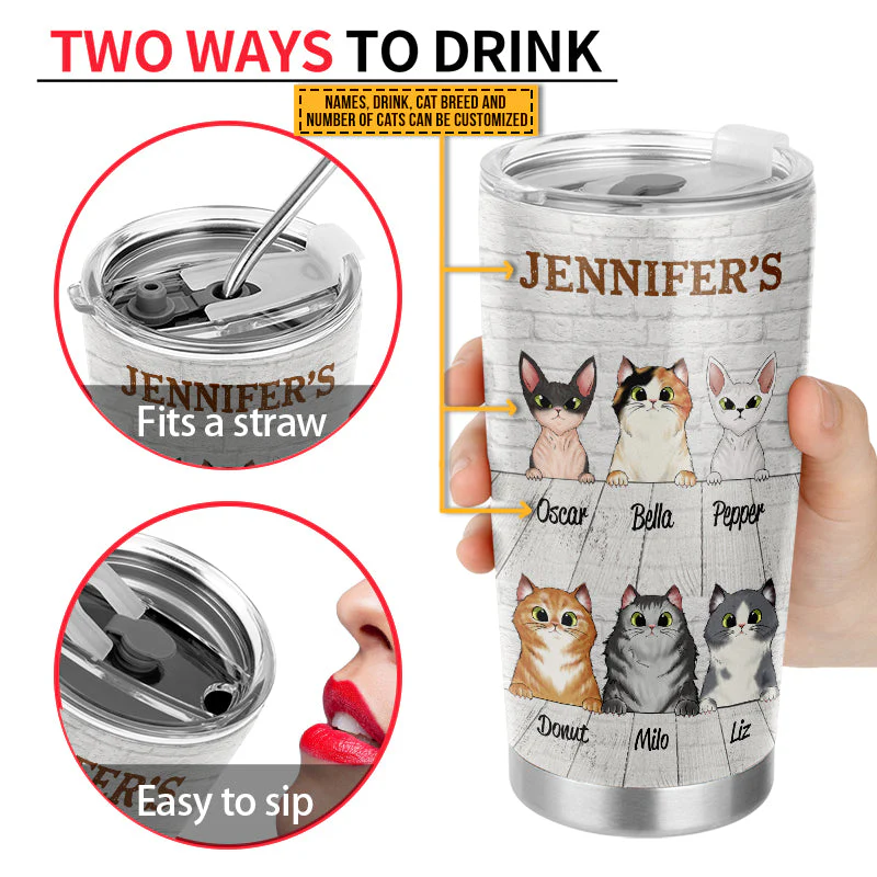 Cat Kitten Lovers Coffee Drinks A Woman Cannot Survive Custom Tumbler - Image 3