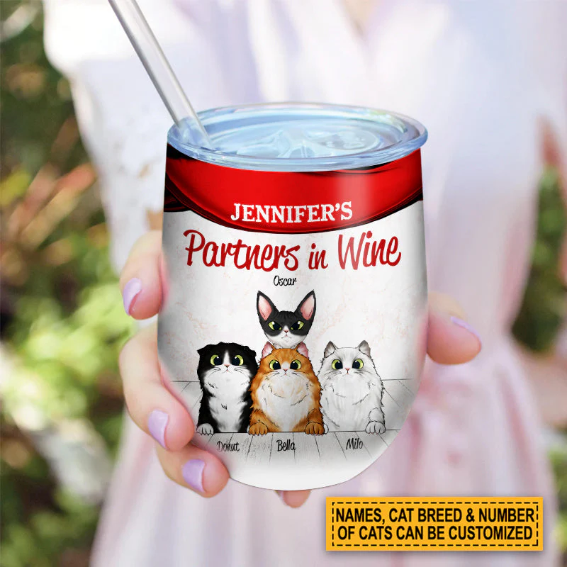 Cat Lovers, Wine Lovers, A Woman Cannot Survive Custom Wine Tumbler - Image 5