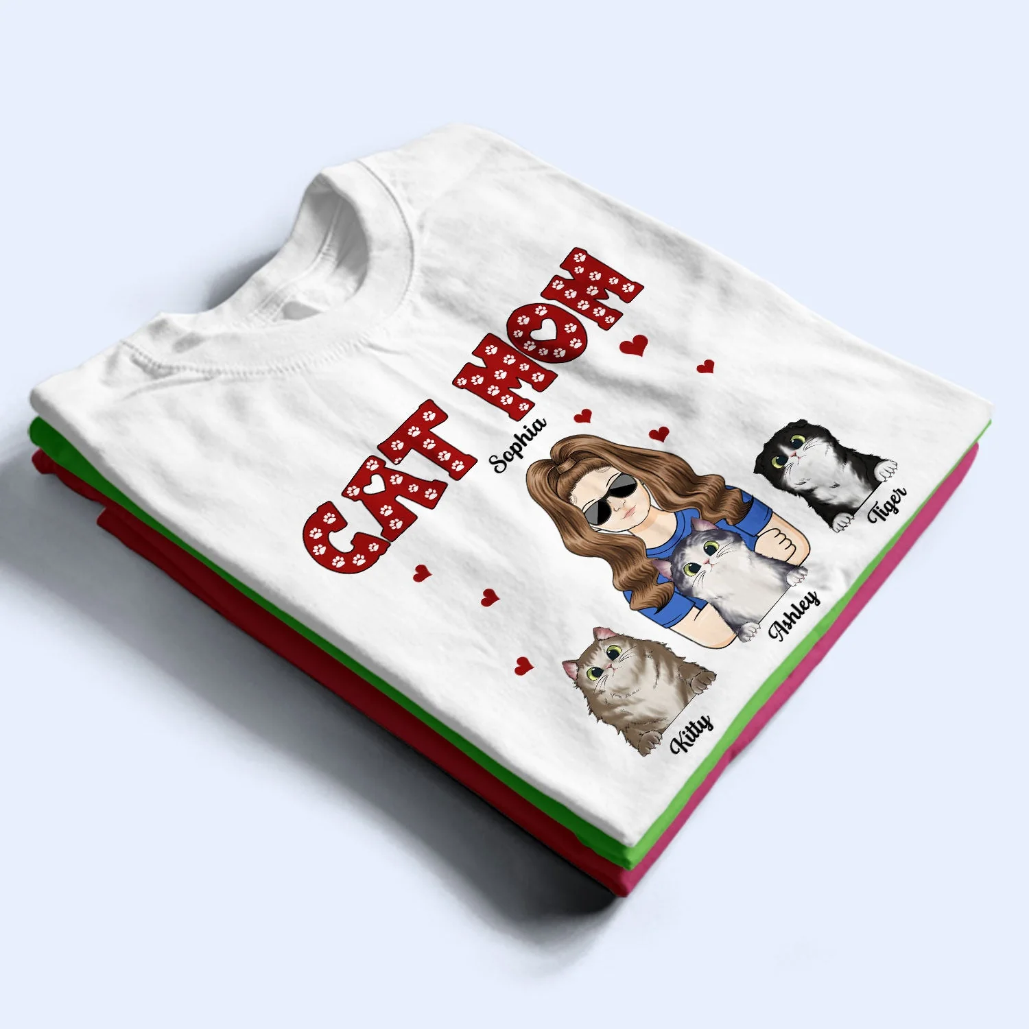 Cat Mom Cat Dad - Birthday Gift For Mother, Father, Pet Lovers - Personalized Custom T Shirt - Image 2