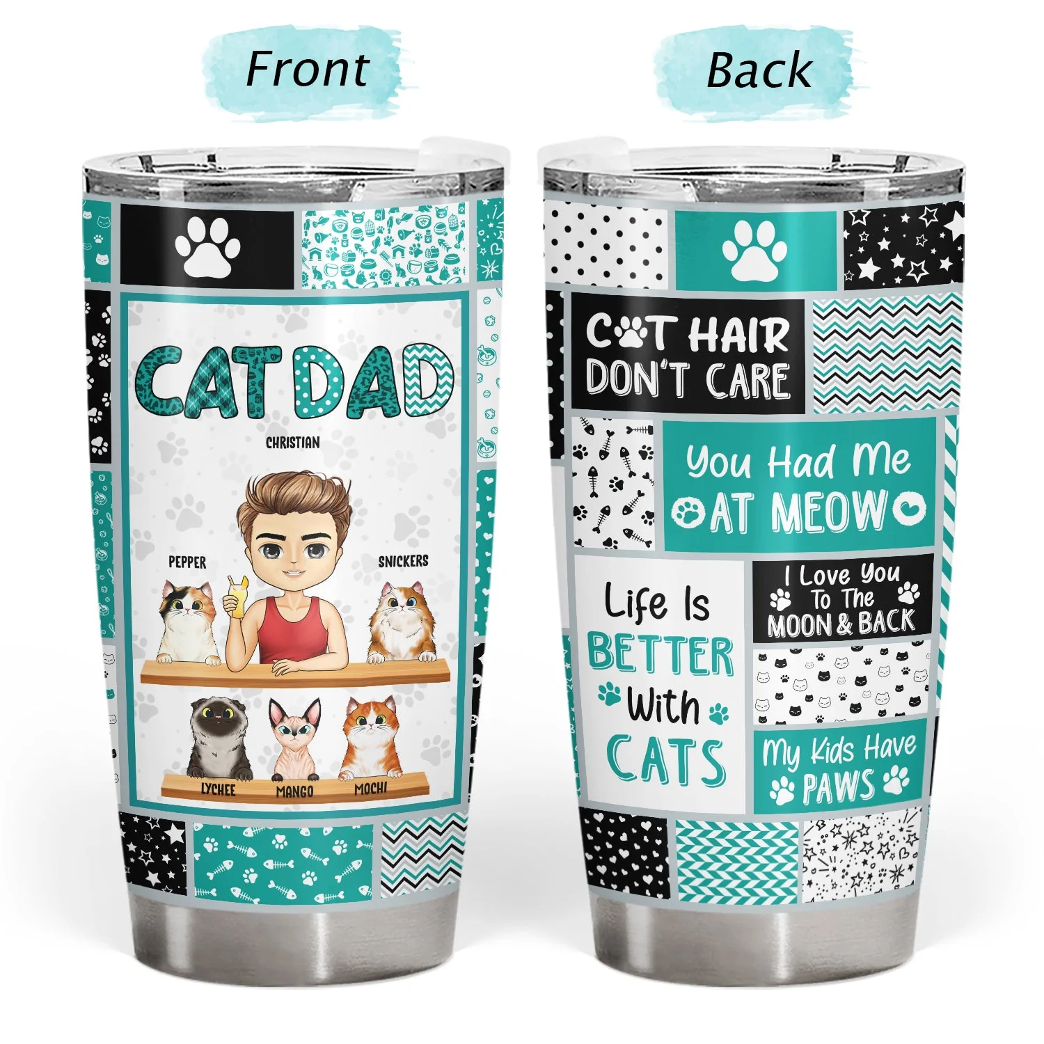 Cat Mom, Cat Dad - Birthday, Loving, Funny, Home Decor Gift For Cat Lover - Personalized Custom Tumbler - Image 3