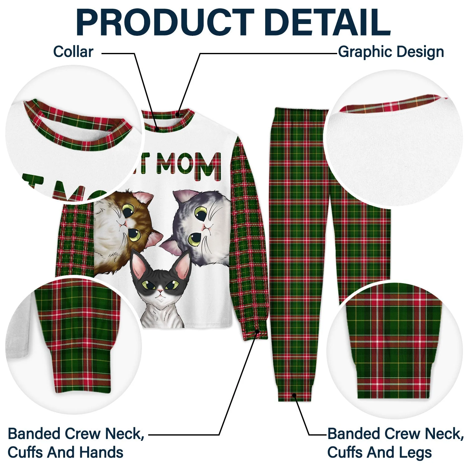 Cat Mom Cat Dad Cartoon Style - Gift For Cat Lovers - Personalized Unisex Pajamas Set - Image 4