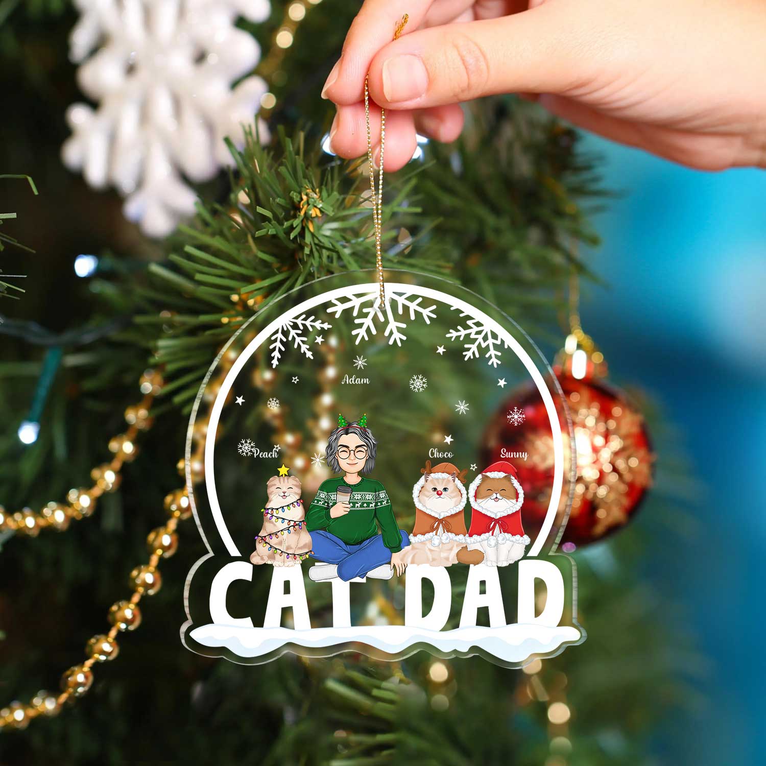 Cat Mom Cat Dad - Christmas Gift For Cat Lovers - Personalized Custom Shaped Acrylic Ornament - Image 4
