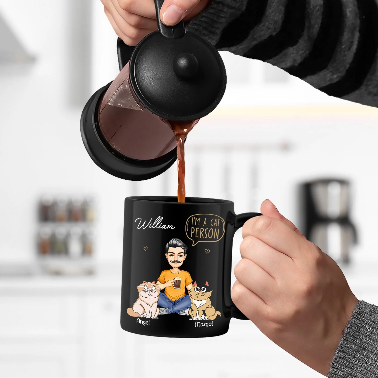 Cat Mom Cat Dad I'm A Cat Person - Gift For Cat Lovers - Personalized Black Mug - Image 5