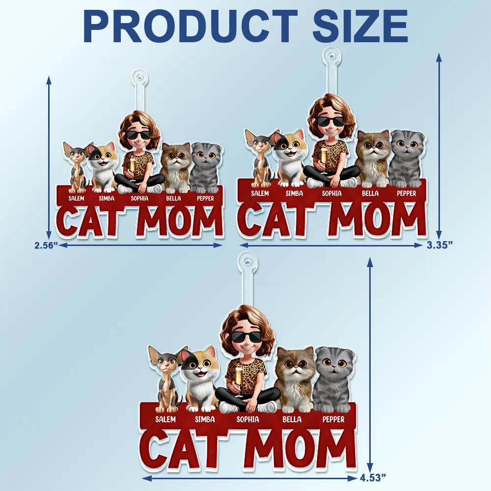 Cat Mom Cat Dad - Personalized Acrylic Car Hanger - Image 4