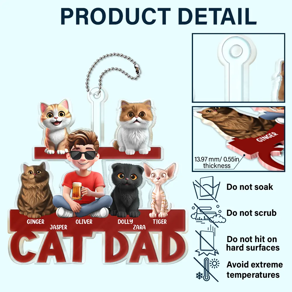 Cat Mom Cat Dad - Personalized Acrylic Car Hanger - Image 5