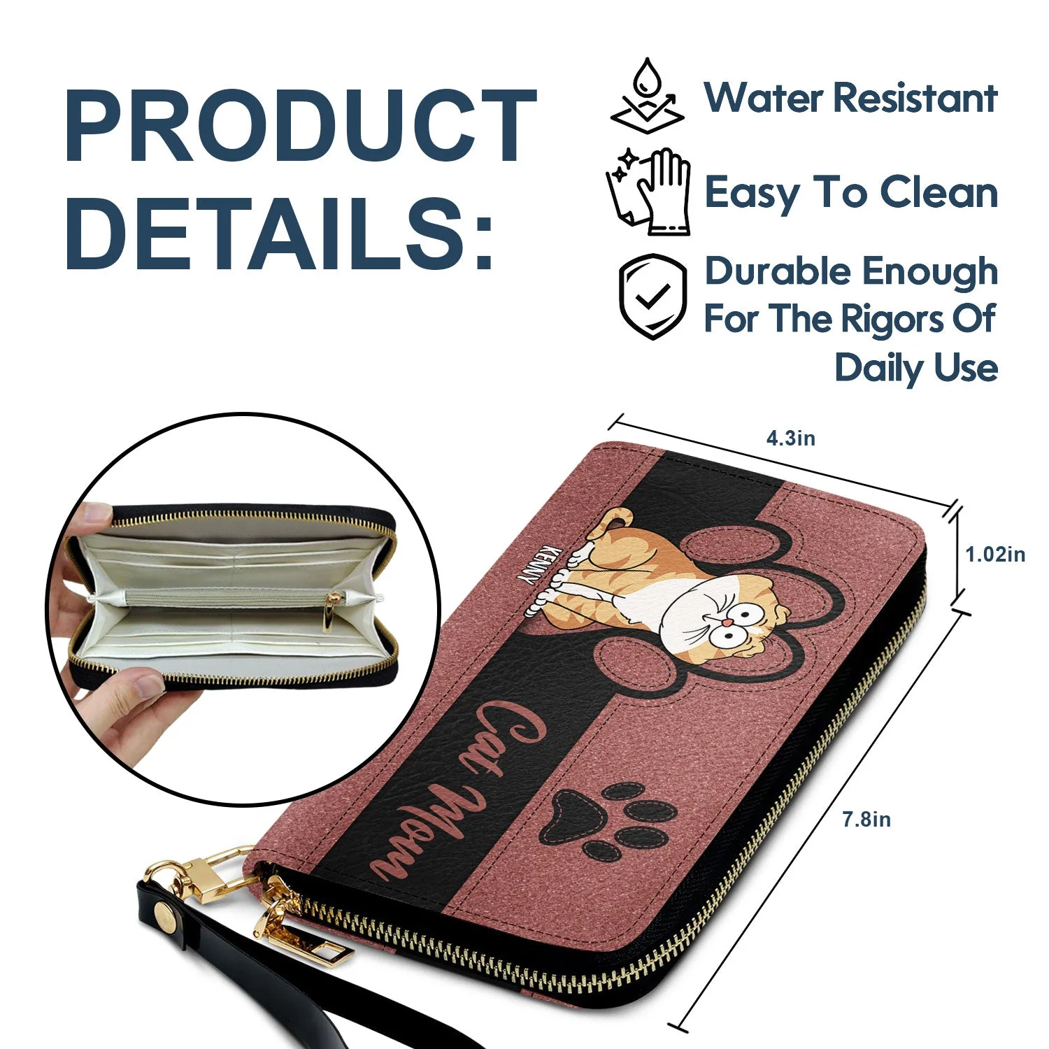 Cat Mom Cat Mum - Birthday, Loving Gift For Cat Lovers, Women - Personalized Leather Long Wallet - Image 6