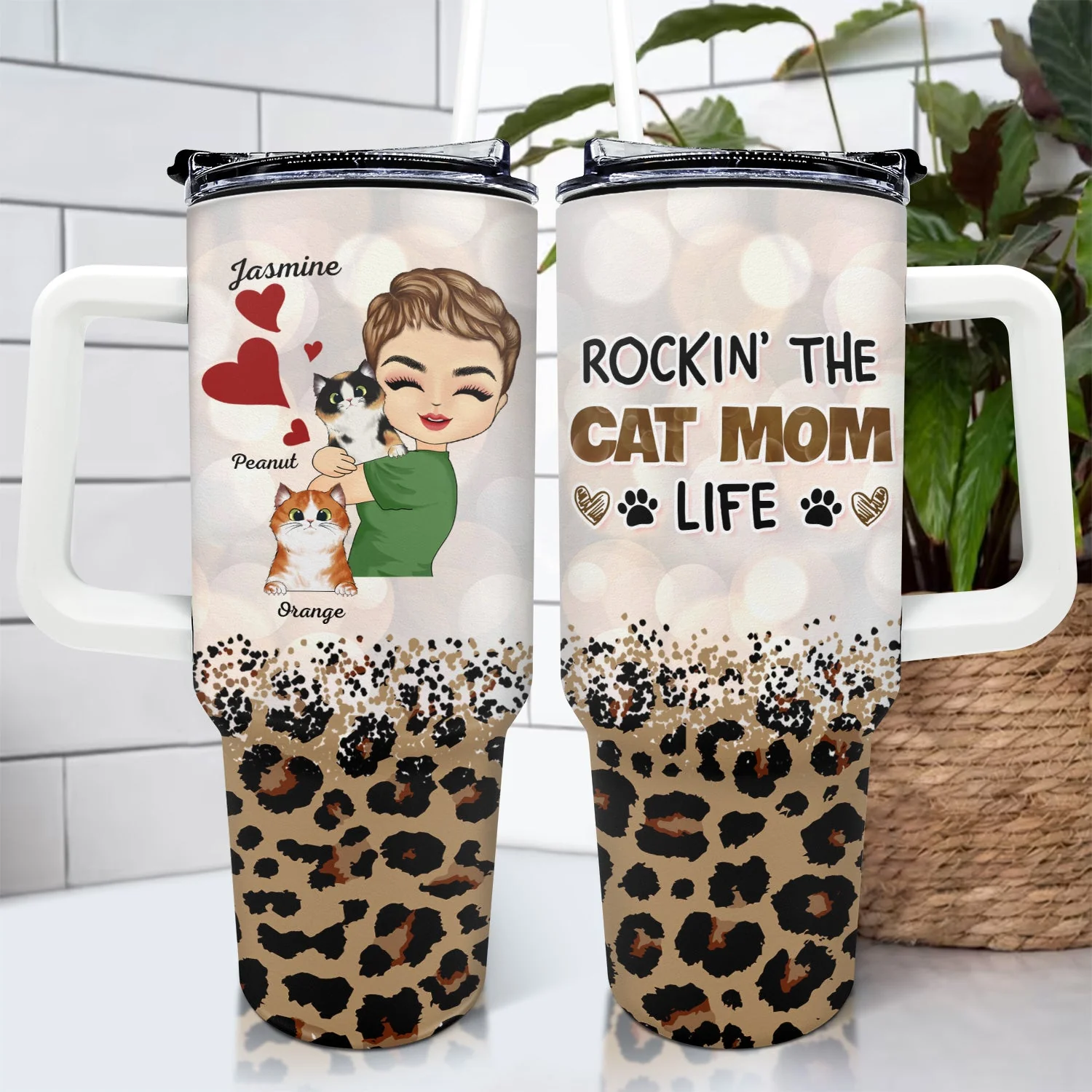 Cat Mom Crazy Cat Lady - Gift For Cat Lovers, Cat Mom - Personalized 40oz Tumbler With Straw - Image 4
