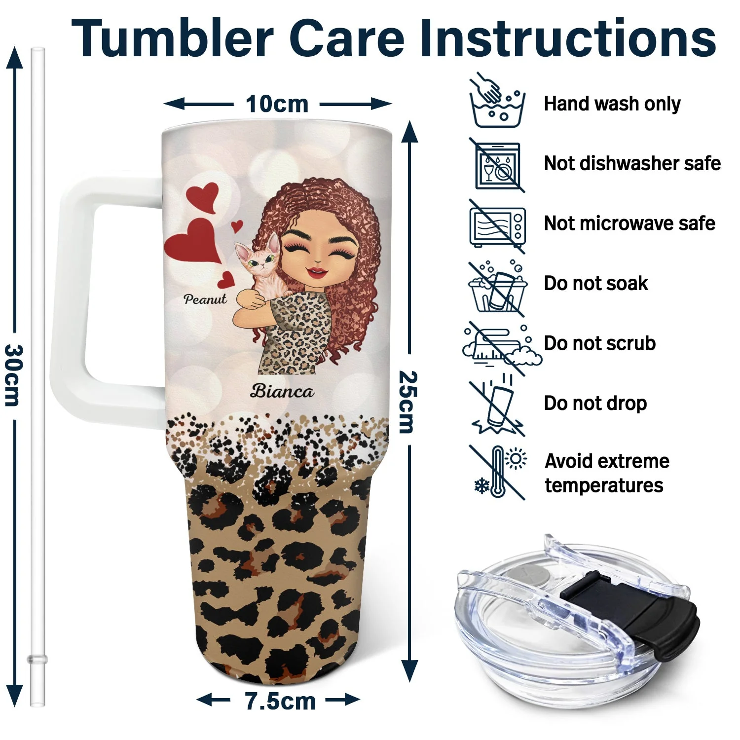 Cat Mom Crazy Cat Lady - Gift For Cat Lovers, Cat Mom - Personalized 40oz Tumbler With Straw - Image 6