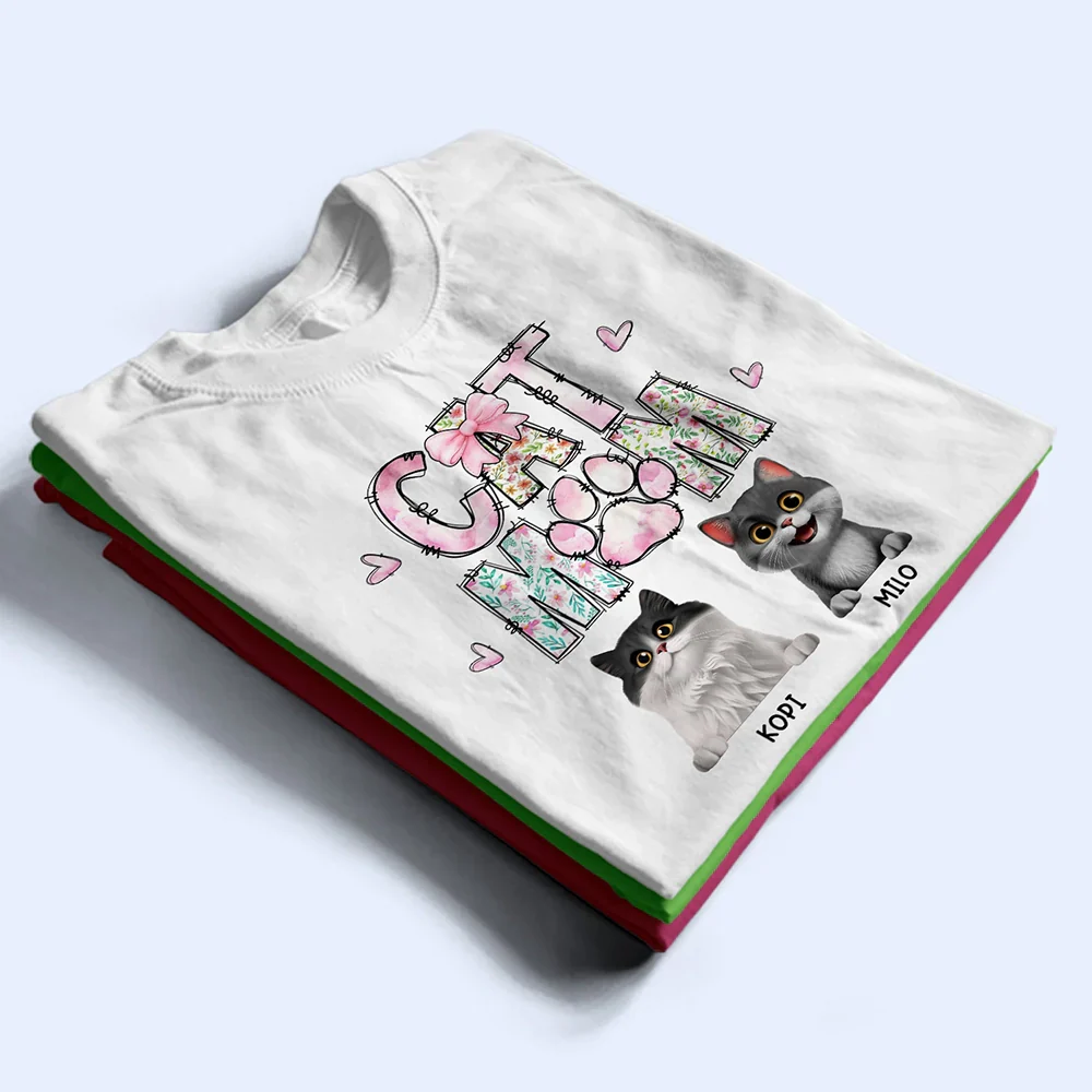 Cat Mom Floral - Personalized T Shirt - Image 2