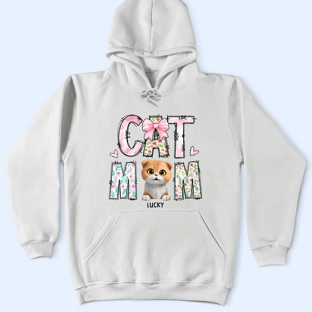 Cat Mom Floral - Personalized T Shirt - Image 4