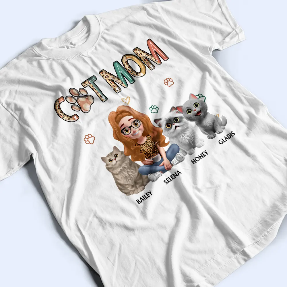 Cat Mom Funny Cat - Personalized T Shirt - Image 3
