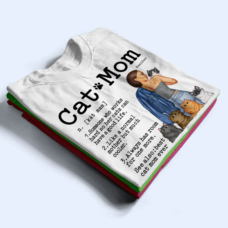 Cat Mom - Gift For Cat Lovers - Personalized Custom T Shirt - Image 2